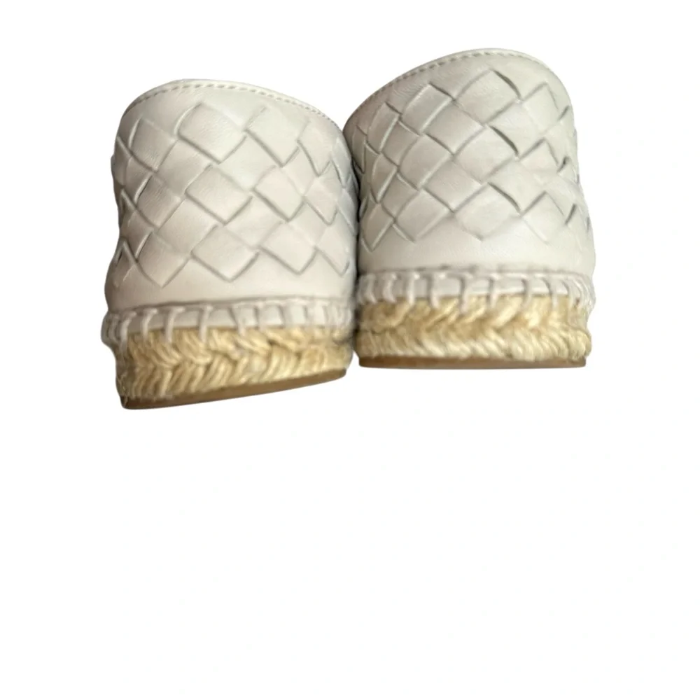 Bottega Veneta Intrecciato Woven Leather Espadrile Off White